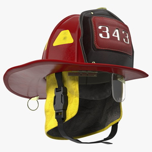 3D model Traditional Firefighter Helmet with Neck Protector