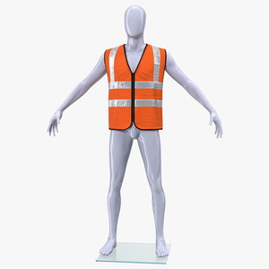 3D model Mannequin with Orange Hi Vis Safety Vest