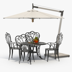 Garden Furniture under Patio Umbrella 3D