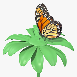 Animated Monarch Butterfly Collects Nectar Rigged 3D model