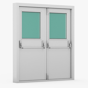 3D model Grey Fire Exit Doors with Panic Bar