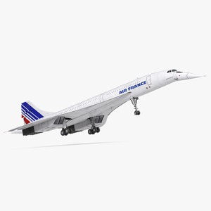 3D model Concorde supersonic Passenger Jet Airliner Air France Rigged