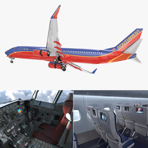 Boeing 737 900 with Interior Southwest Airlines Rigged 3D model