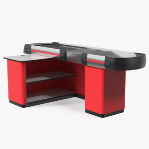 3D model Ergonomic Small Retail Checkout Counter Red Rigged