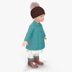 Baby Girl Outdoor Autumn Style A-Pose 3D