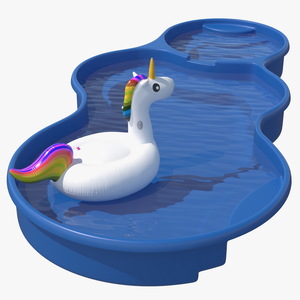 3D model Laguna Pool and Inflatable Unicorn Pool Float