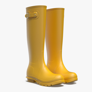 Womens Yellow Tall Refined Rain Boots 3D