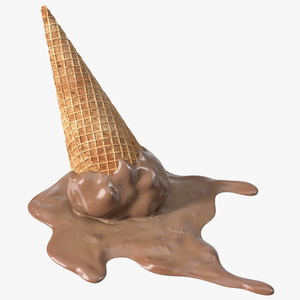 Chocolate Ice Cream Cone Melting 3D