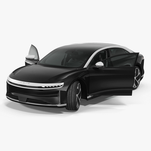 3D Lucid Air Electric Luxury Sedan Black Rigged for Cinema 4D model