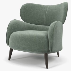 3D Velvet Lounge Arm Chair model