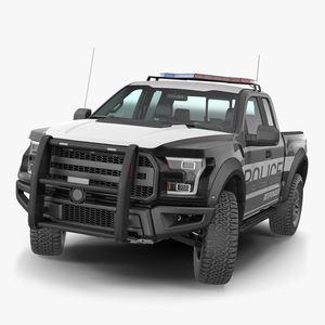 Police Pickup Truck Generic Rigged 3D model