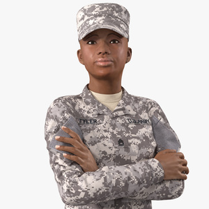 3D Black Female Soldier Military ACU model