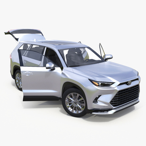 3D Toyota Grand Highlander 2024 White Rigged