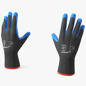 3D Safety Work Gloves Gray Blue model