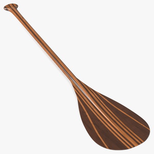 Wood Canoe Paddle with Palm Grip 3D