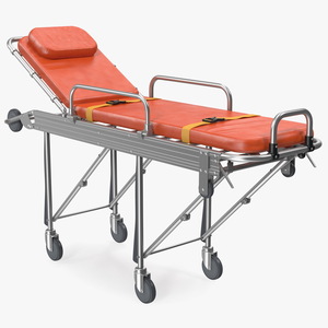 3D model Steel Ambulance Stretcher Hospital Bed Gurney