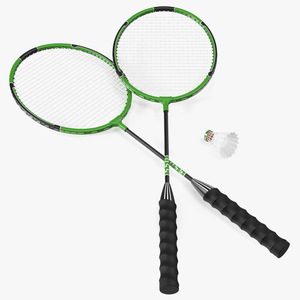 3D Classic Badminton Rackets with Plastic Shuttlecock Green