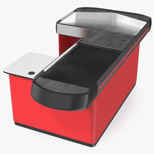 3D model Large Modern Checkout Counter Red Rigged