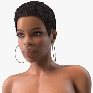 3D model Nude Light Skin Black Woman Walking Pose