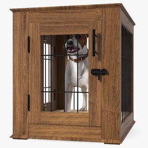 Furniture Dog Crate with Dog Fur 3D