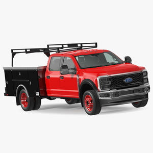 Red Ford Super Duty F550 with Service Body 3D