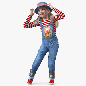 3D Child Girl Street Style Pose model