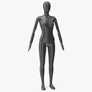 3D model Flexible Female Mannequin Neutral Pose Satin Black