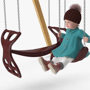 3D Toddler Girl on Park Swing