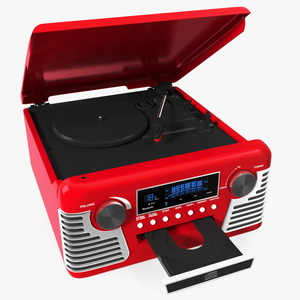 Red Retro Turntable 3D model