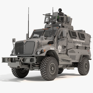 SWAT Armored Vehicle Grey with Officers 3D model