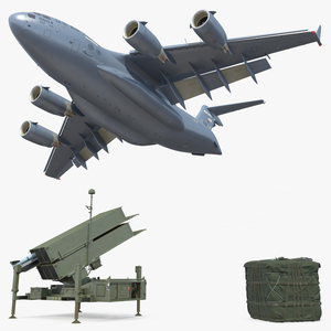 3D Boeing C17 Globemaster III Loaded MIM 104 Patriot Rigged