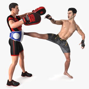 Fighter UFC MMA Training with Coach Fur 3D model