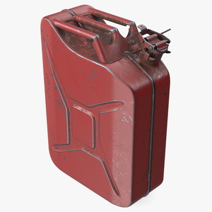 3D Used Steel Red Jerry Gas Can model