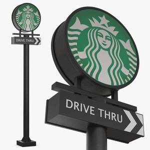 3D Tall Starbucks Drive Thru Signage model