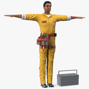 3D Light Skin Black Locksmith T Pose model