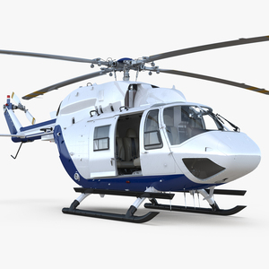 3D Medium Utility Transport Helicopter Kawasaki BK 117 Rigged model