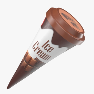 3D model Cone Ice Cream with Cap Mockup Chocolate