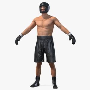 3D model Male Boxer with Headgear and Gloves