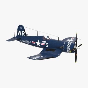 Fighter F4U Corsair US Marine Corps Rigged 3D