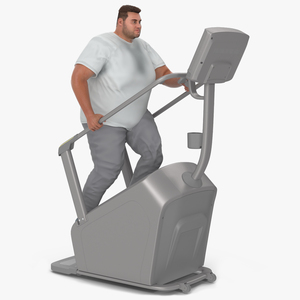 Fat Guy on a Stair Stepping Workout Fur 3D model