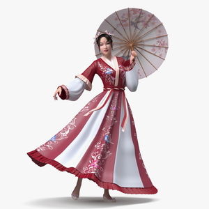 3D model Traditional Style Chinese Young Woman Dancing