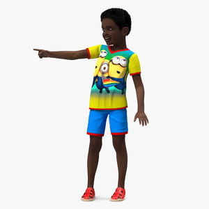 Black Child Boy laughing Pose 3D model