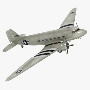 World War II C-47 Skytrain Aircraft Rigged 3D