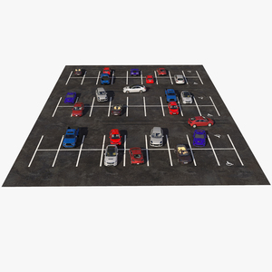 3D Filled Street Parking 54 Lots Old model