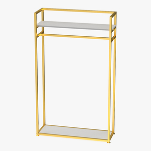 3D Golden Cloth Rack with Shelf model