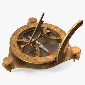 3D Antique Aged Compass with Sundial model