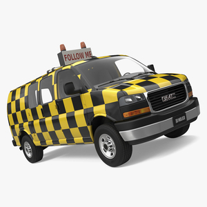 3D GMC Savana Follow Me Airport Vehicle