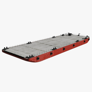 3D Industrial Cargo Barge Red