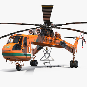 3D Sikorsky S-64 Skycrane Helicopter Cargo Rigged