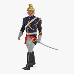 French Cuirassier Officers Walking Pose 3D model